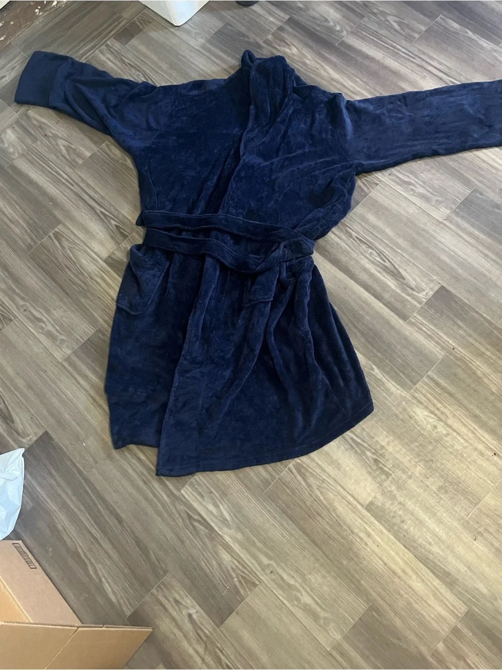 Men's Navy Plush Bathrobe with Belt